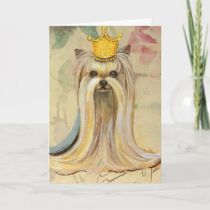 Carte Yorkshire Terrier Princesse en Rose