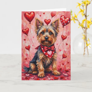 Carte Yorkshire Terrier Saint-Valentin Chien Assis avec 