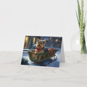Carte Yorkshire Terrier Saison de Noël festive