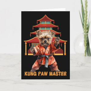 Carte Yorkshire Terrier Yorkie Karaté Arts Martiaux Drôl