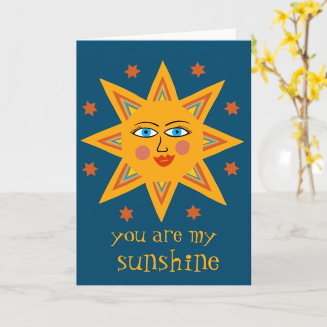 Carte You are my Sunshine Cheerful Sun CUSTOM (Fleur jaune)