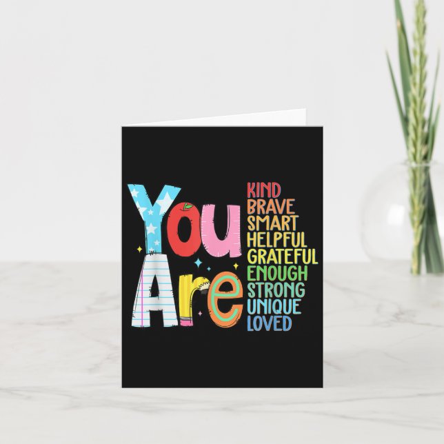 Carte You Are Smart Brave Strong Kind Loved Motivation T (Devant)