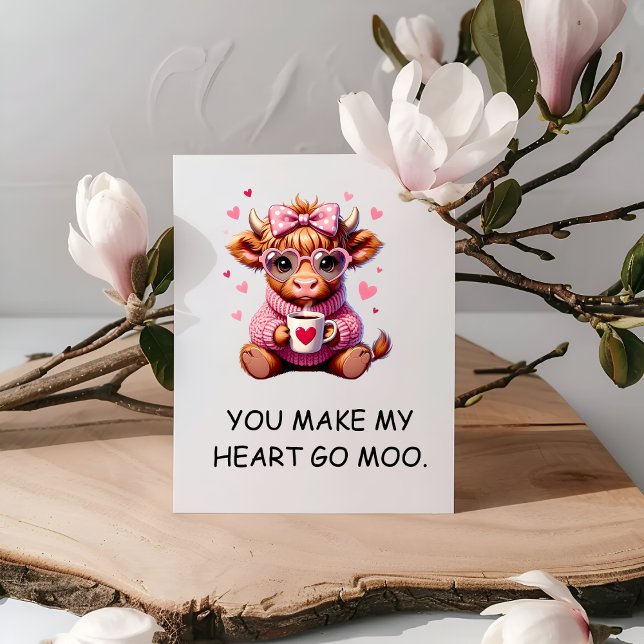 Carte You Make My Heart Go Moo Funny Valentines  Day (Créateur téléchargé)