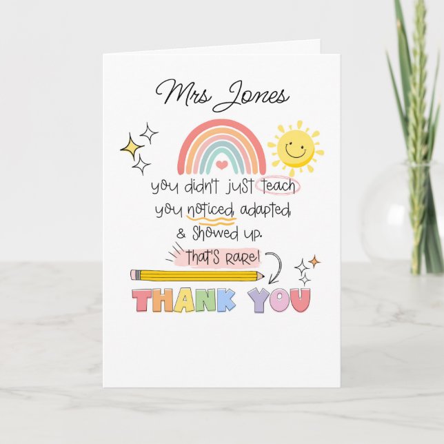 Carte You Noticed Teacher Thank You SENCO SEN teacher (Devant)