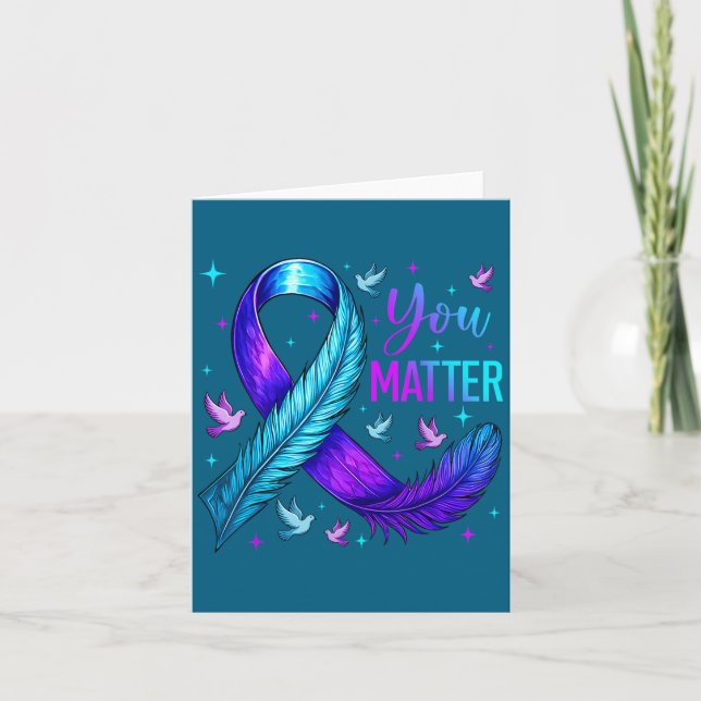 Carte You Ribbon Bird Suicide Prevention Awareness  (Devant)