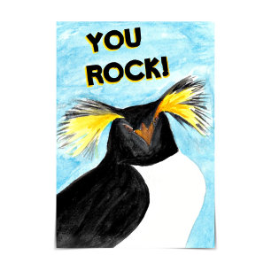 Carte "You Rock !" Rockhopper Penguin Encouragement Card