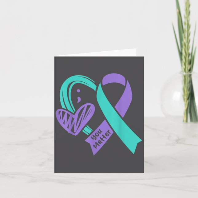 Carte You Suicide Prevention Awareness Teal Purple Heart (Devant)