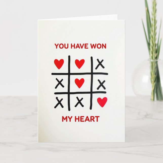 Carte You Won My Heart Tic Tac Toe Card (Devant)