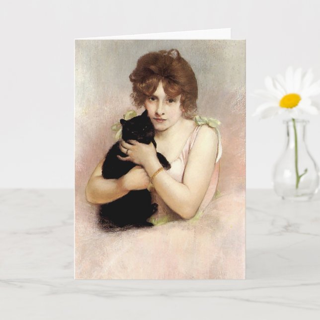 Carte Young Ballerina Holding Chat Noir Carrier-Belleuse (Petite plante)