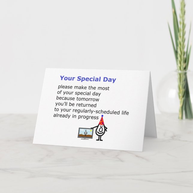 Carte Your Special Day - un poème d'anniversaire amusant (Devant)