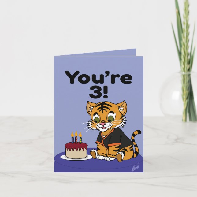 Carte You're 3 Tiger Cub Happy Birthday Card (Devant)