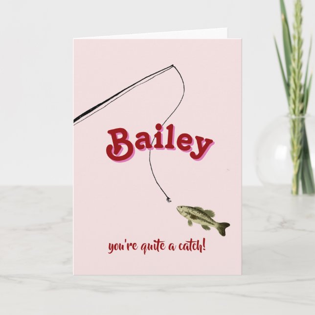 Carte You're Quite a Catch Pink Fishing Valentine's Card (Devant)