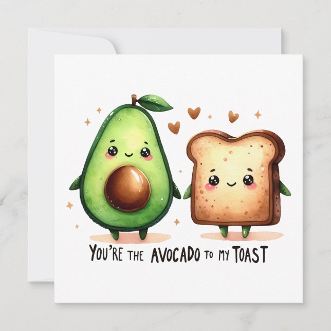 Carte You're the Avocado to My Toast – Whimsical Love  (Devant)