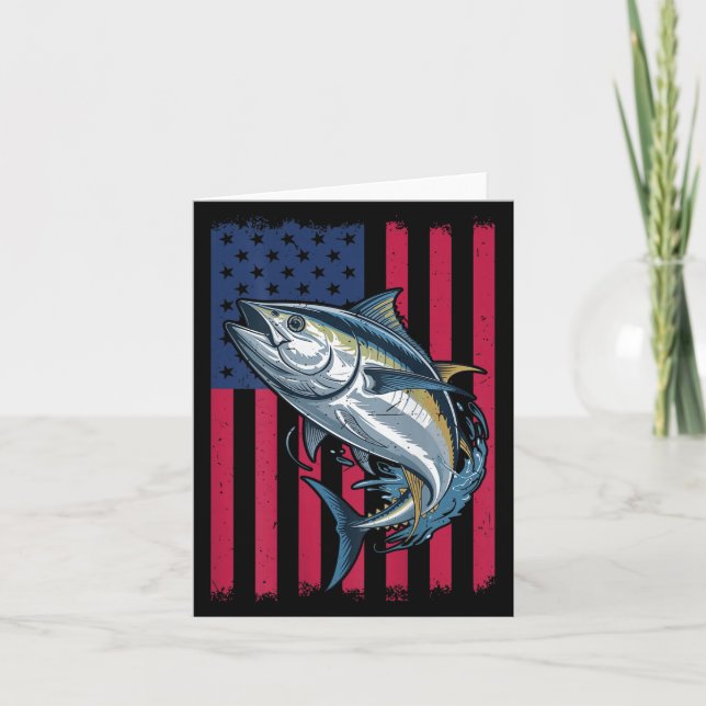 Carte Youth Boys Deep Sea Fishing American Flag Bluefin  (Devant)