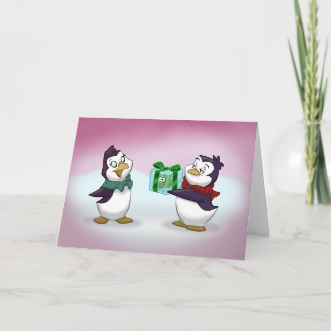 Carte "Yule Cool" de pingouins (Devant)
