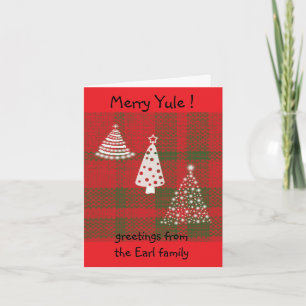Carte Yule Hiver arbres sur plaid