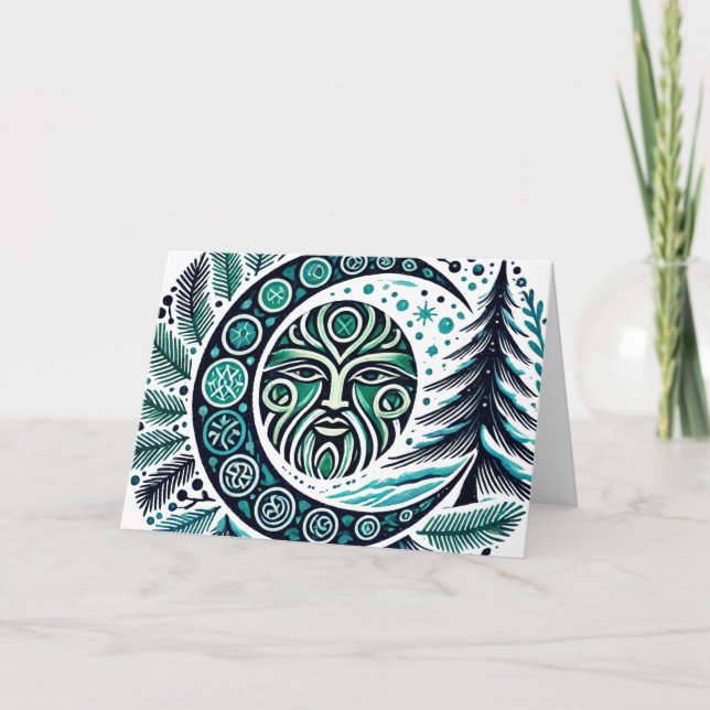 Carte Yule Winter Solstice Greenman (Devant)