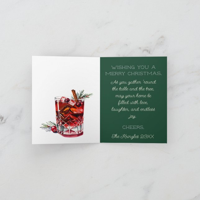 Carte Yuletide Salutations et un Cocktail de Noël (Intérieur)