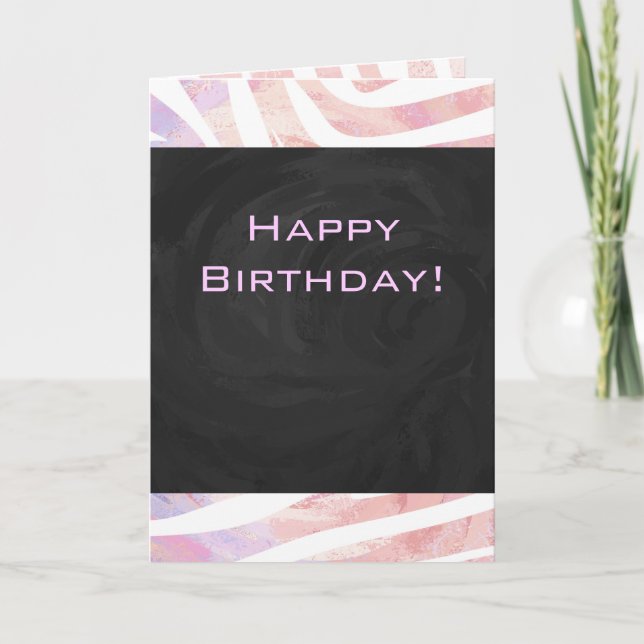 Carte Zebra Monogram rose et blanc (Devant)