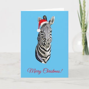 Carte Zebra Portrait Peinture Noël Père Noël