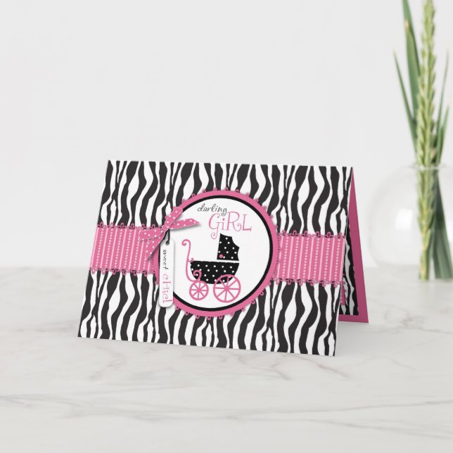 Carte Zebra Print & Baby Carriage (Devant)