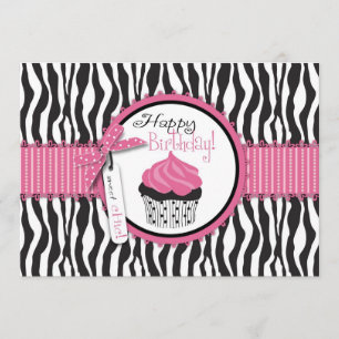 Carte Zebra Print & Cupcake Anniversaire