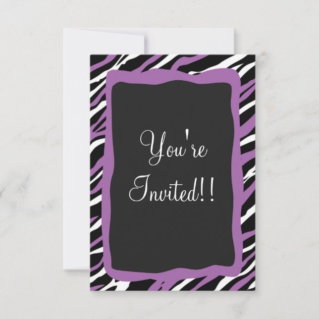 Carte Zebra Print RSVP - Violet (Devant)