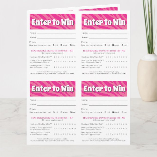 Carte Zebra Printable Vendor Slips – Editable Download (Devant)