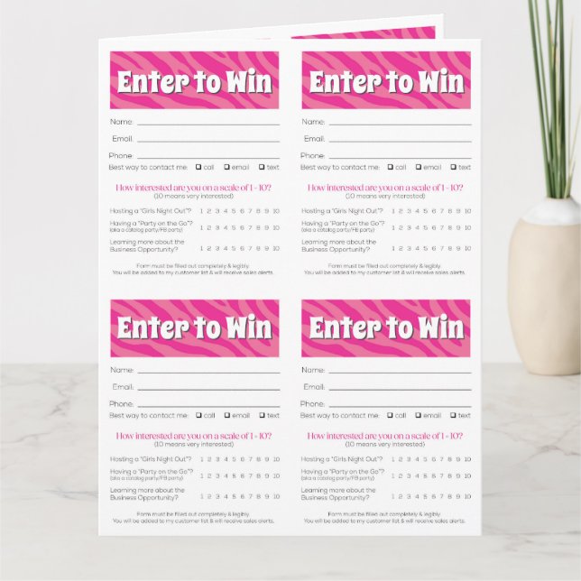 Carte Zebra Printable Vendor Slips – Editable Download (Devant)