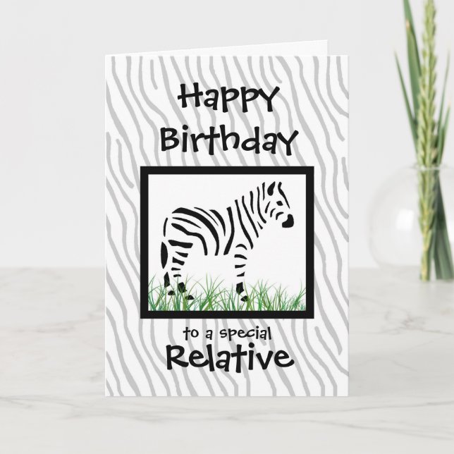 Carte Zebra Special Relative Anniversaire Personnaliser (Devant)