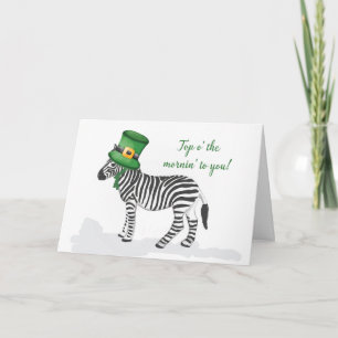 Carte Zebra Wearing Green Hat on St Patricks Day