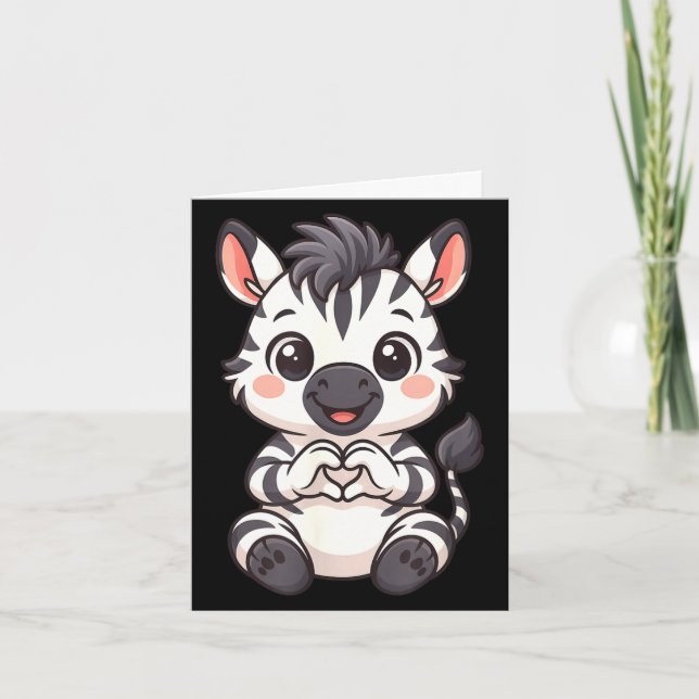 Carte Zebra with heart women girls kids heart cute zebra (Devant)