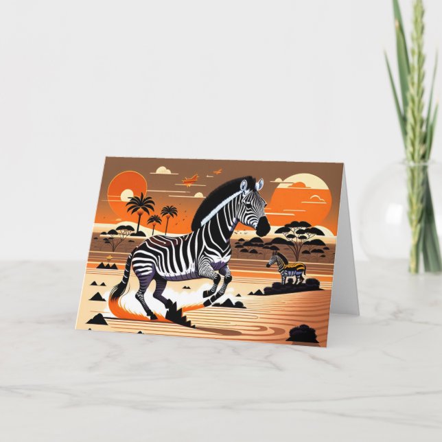 Carte Zèbre : noir, blanc et orange (Devant)