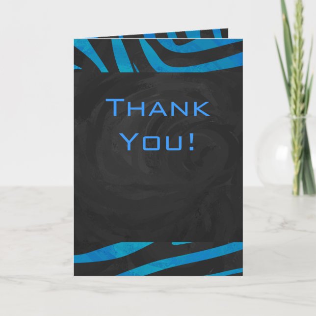 Carte Zèbre noir et bleu avec Monogramme (Devant)