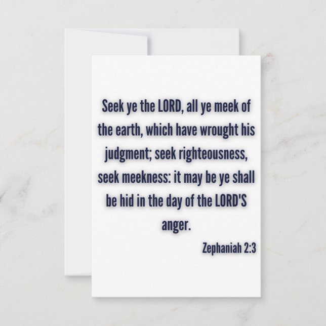 Carte Zephaniah 2:3 KJV Bible Verse Flat Salutation (Devant)