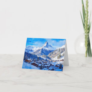 Carte Zermatt Matterhorn Suisse Alpes Aquarelle