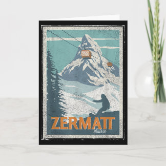 Carte Zermatt Suisse Ski Winter Planche à Neige Ski