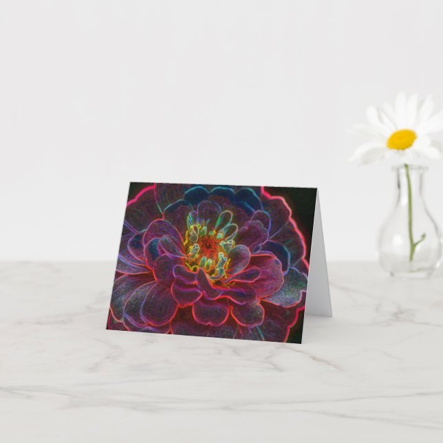 Carte Zinnia Art Floral Abstrait Note (Petite plante)