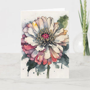Carte Zinnia - Fleurs aquarelles