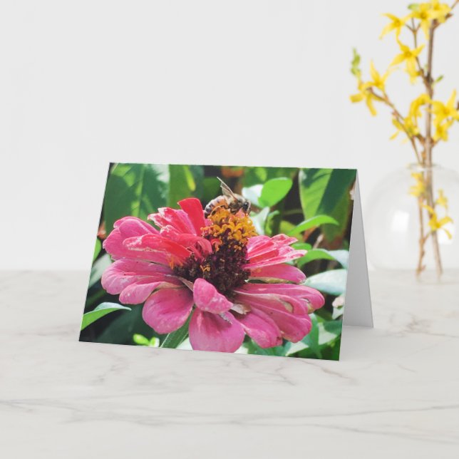 Carte Zinnia Honey Bee (Fleur jaune)
