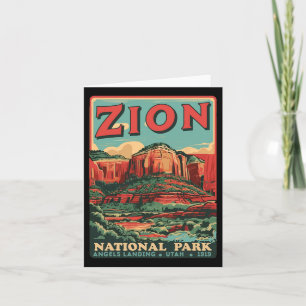 Carte Zion National Park Utah Angels Landing Vintage Hik