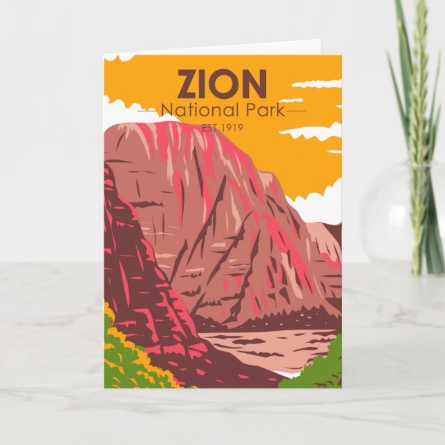 Carte Zion National Park Utah Vintage (Devant)