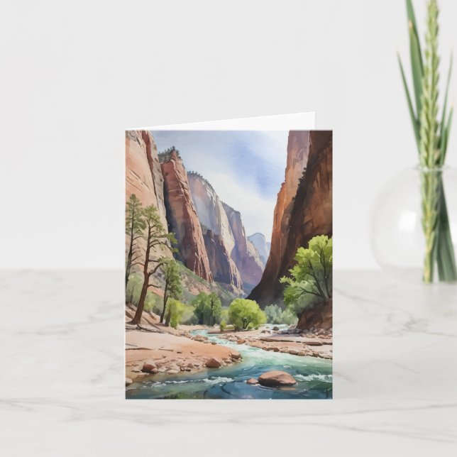 Carte Zion National Park Utah Watercolor (Devant)