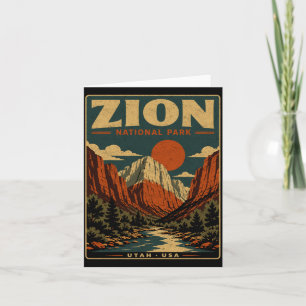 Carte Zion parc national vintage rétro canyon extérieur