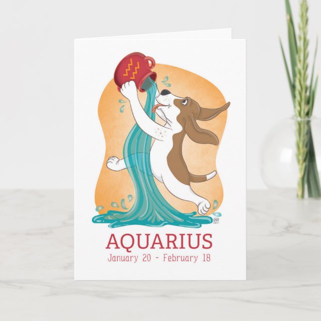 Carte Zodiac Aquarius Basset Hound (Devant)