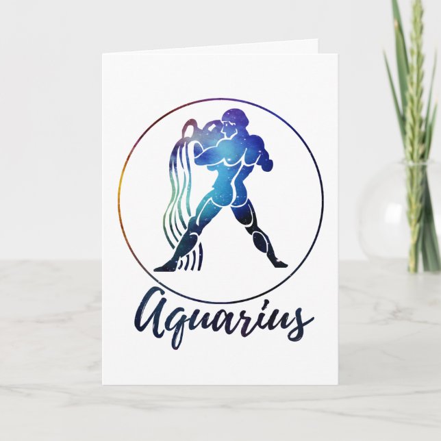 Carte Zodiac : Aquarius Space Rainbow Circle Design (Devant)