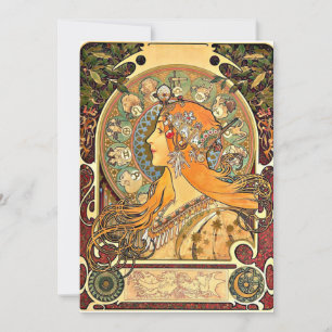 Carte Zodiac, peinture Art Nouveau d'Alphonse Mucha