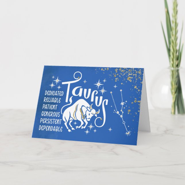 Carte Zodiac Taurus Anniversaire Avec Constellation Sign (Devant)