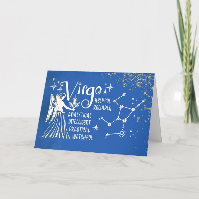 Carte Zodiac Virgo Anniversaire Avec Constellation Signa (Devant)