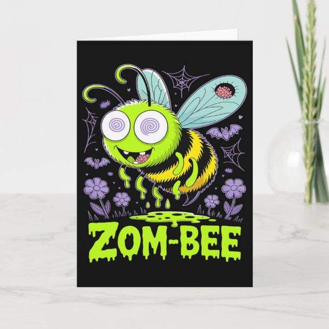 Carte Zom-bee mignonne Zombie Bee Drôle Halloween Tee (Devant)